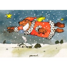 Janosch Adventskalenderkarte Fliegender Weihnachtsbär