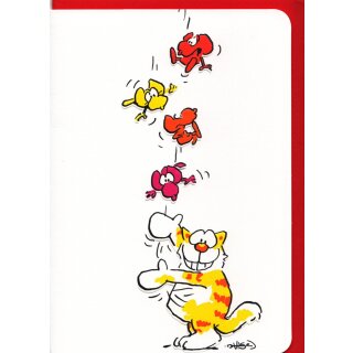 Grußkarte Katz und Mäuse A6