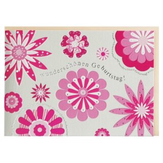 Geburtstagskarte wunderschönen Geburtstag Blumen rosa weiß A6
