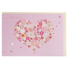 Glückwunschkarte zur Hochzeit rosa Blumenherz A6