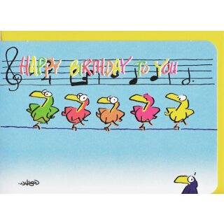 Geburtstagskarte Happy Birthday Funny Dancing Birds A6