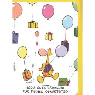 Geburtstagskarte bunt 1000 gute Wünsche Luftballons A6