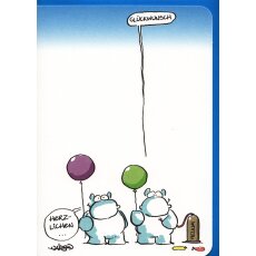 Geburtstagskarte Nilpferde mit Ballons A6