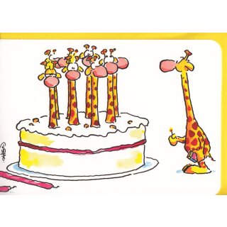 Geburtstagskarte Giraffentorte A6