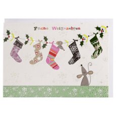 Weihnachtskarte Weihnachts-Socken und Mäuse A6