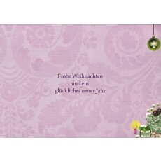 Weihnachtskarte grafisch lila grün Tannenbaum A6