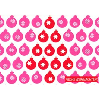 Weihnachtskarte Grafisch Christbaumkugeln rot pink A6