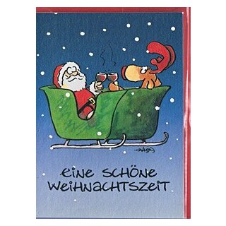 Minikarte - Rudolph und Santa bei Glühwein