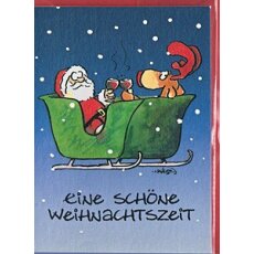 Minikarte Geschenkanhänger Rudolph und Santa bei...