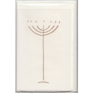 Jüdische Grußkarte Menora gold Bütten mit Pergament