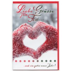 Weihnachtskarte Herz aus Händen Liebe Grüße zum Fest