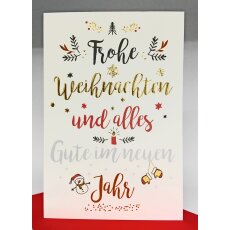 Weihnachtskarte Schrift schwarz gold lachs mit witzigem...