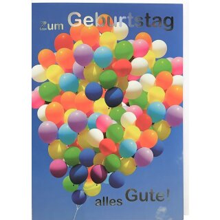 A4 XXL Geburtstagskarte bunte Luftballon-Traube Alles Gute