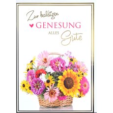 A4 XXL Genesungskarte Blumenkorb zur baldigen Genesung