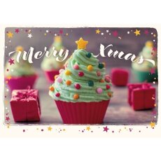 WeihnachtsPOSTkarte Cupcake Tannenbaum Merry XMas mit...
