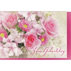 Geburtstagskarte Blumenstrauß rosa-pink