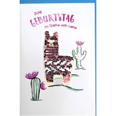 Geburtstagskarte Lama Aufbügler mit Wendepailetten
