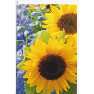 Grußkarte Sonnenblumen und Rittersporn