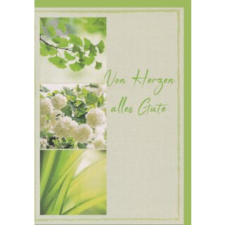 A4 XXL Glückwunschkarte von Herzen Alles Gute Blumen weiß grün