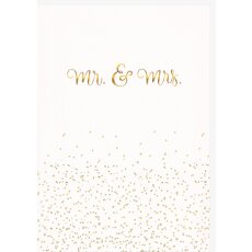 A4 XXL Hochzeitskarte Englisch Mr & Mrs Goldschrift...