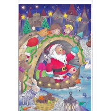 Adventskalenderkarte Weihnachtsmann im Boot - die Kinder...