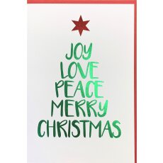 Weihnachtskarte JOY LOVE PEACE
