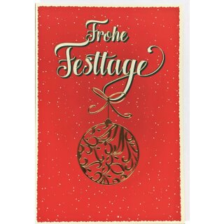 Weihnachtskarte rot gold Frohe Festtage
