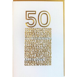Geburtstagskarte zum 50. Geburtstag - silber gold