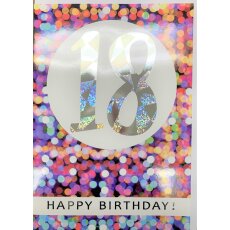 A4 XXL Glückwunschkarte zum 18. Geburtstag mit Holografiefolie