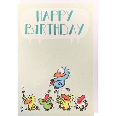 Geburtstagskarte feiernde Vögel