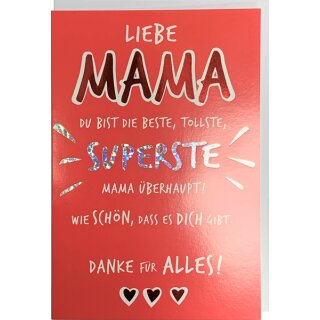Muttertagskarte Superste Mama mit Holografiefolie