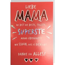 Muttertagskarte Superste Mama mit Holografiefolie