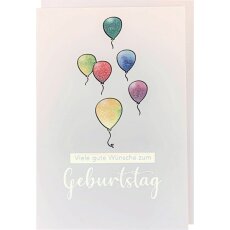 Geburtstagskarte bunte Luftballons mit Holografiefolie
