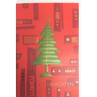 Weihnachtskarte Tannenbaum rot geprägt