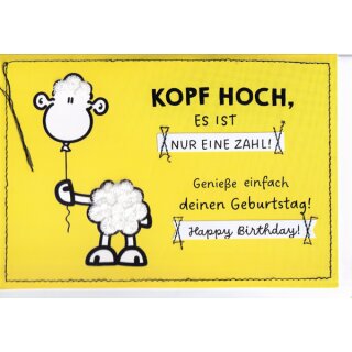 Geburtstagskarte handgefertigt - Kopf hoch - Sheepworld