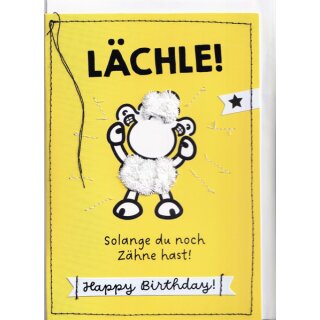 Geburtstagskarte handgefertigt - Lächle - Sheepworld
