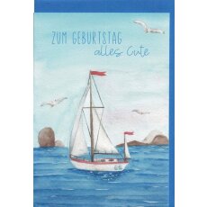 Geburtstagskarte Malerei Segelschiff