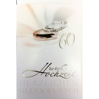Glückwunschkarte Diamanthochzeit 60. Hochzeitstag Ringe weiß schlicht
