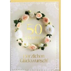 Glückwunschkarte Goldene Hochzeit 50. Hochzeitstag Blumenkranz