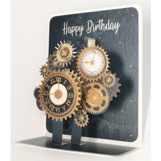 Mini Pop-Up 3D-Karte zum Geburtstag - Uhren