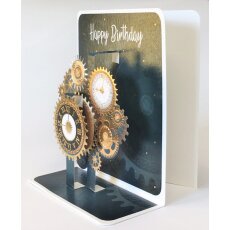 Mini Pop-Up 3D-Karte zum Geburtstag - Uhren