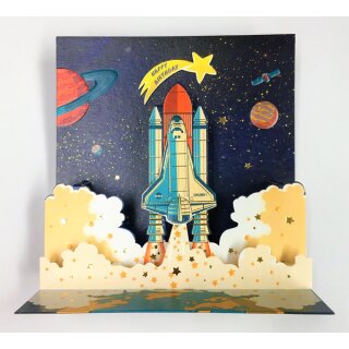 Pop-Up 3D-Karte zum Geburtstag - Rakete