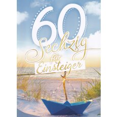 A4 XXL Geburtstagskarte zum 60. Papierboot