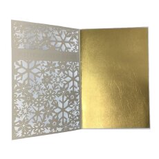 Weihnachtskarte weiß gold mit Stanzung