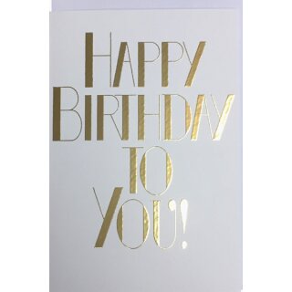 Geburtstagskarte Schrift International weiß gold