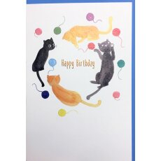 Geburtstagskarte Spielende Katzen Aquarell