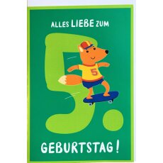 Kindergeburtstagskarte - Fünfter Geburtstag Fuchs