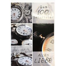 Glückwunschkarte zum 100. Geburtstag Uhren