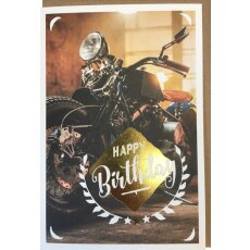 Geburtstagskarte Motorrad mit Goldfolienprägung