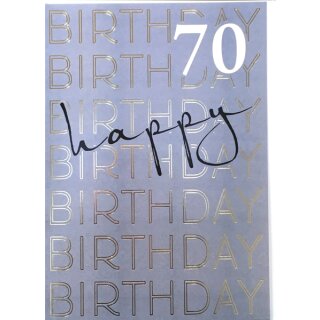 A4 XXL Geburtstagskarte zum 70. blau grau edel international